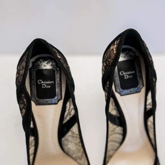 CHRISTIAN DIOR Lace & Suede Pump - Picture 9 of 10